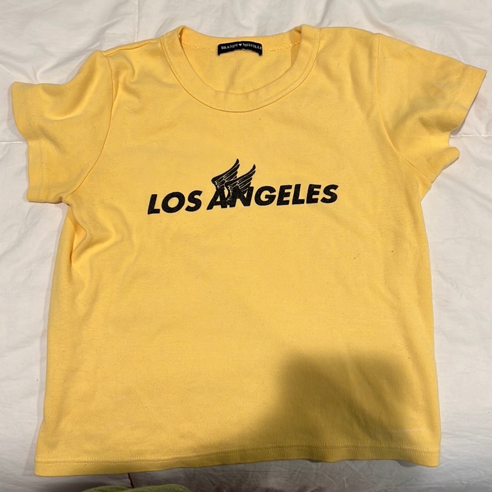 White LA brandy melville baby tee